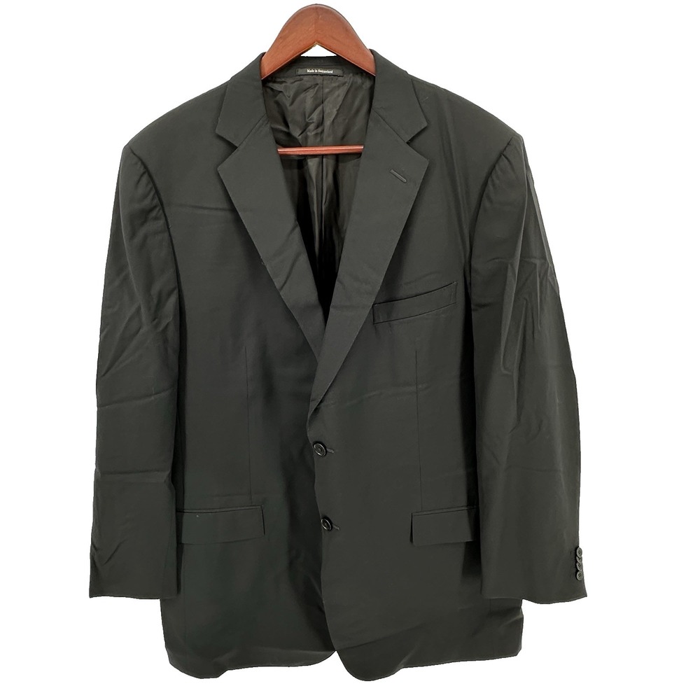 Ermenegildo Zegna Suit Jacket Black Made in Switzerland 60L Wool Wedding Prom